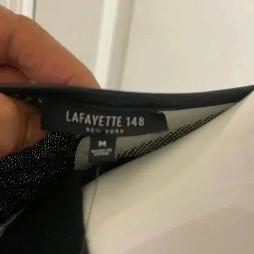 Lafayette 148 long vest Plaid Print leather edges Knee-length brand new with tag - Picture 10 of 13